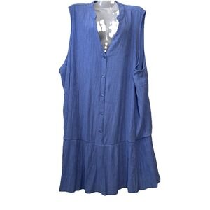 Nine West Plus Size 3X Light Blue Button Front Ruffle Lined Hem Dress Small Spot